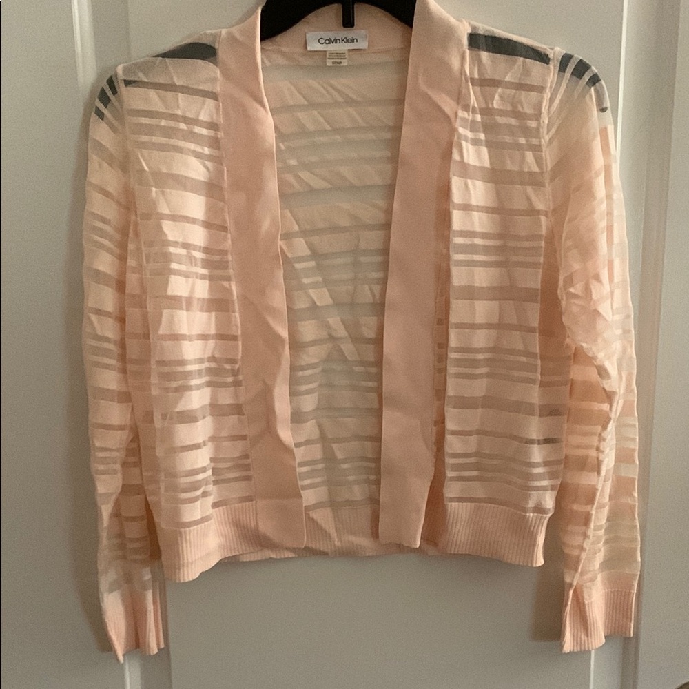 Calvin Klein Sheer Striped Cardigan Peach Color